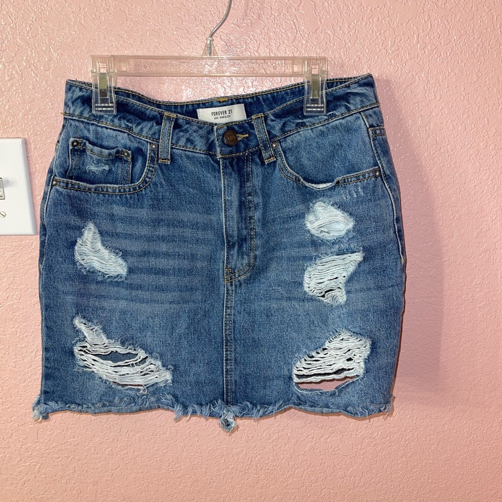 Denim Ripped Skirt